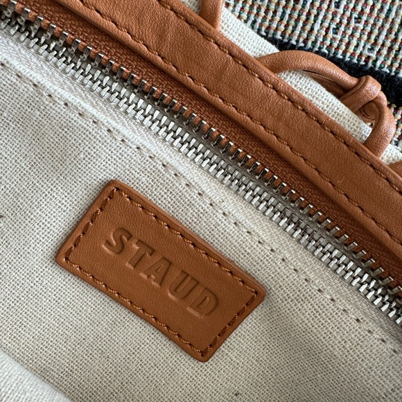 STAUD Luna Net Shoulder Bag, Vegan Leather and Canvas, Neutrals - Picture 6 of 7
